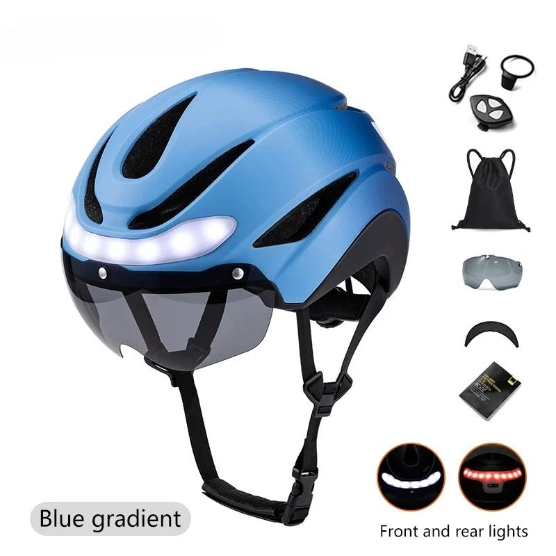 Horntour New Bicycle Helmet Road cycling bicycle helmet with led Men and Women Outdoor Sports Integrally Molded lightweight