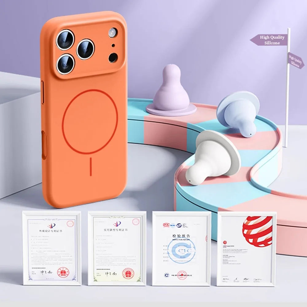 For Magsafe Liquid Silicone Phone Cases For iPhone 17 16 15 14 13 12 Pro Max 16 Plus Air Case Magnetic Wireless Charging Cover