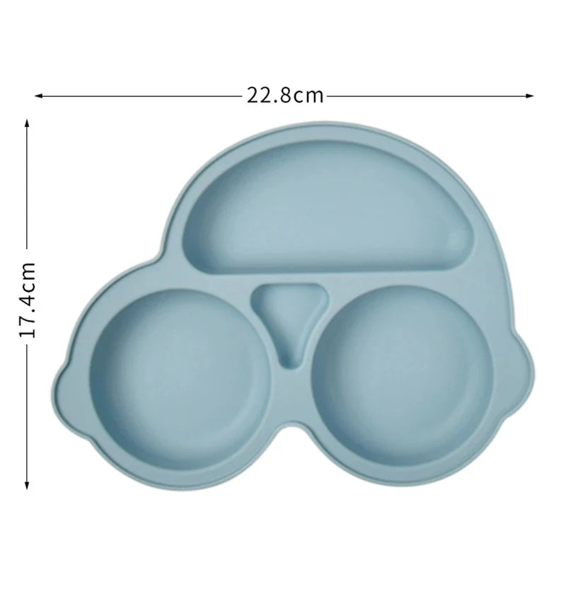 2024New Baby Safe  Silicone Suker Plate Cartoon Children Dishes Feeding Toddler Training Tableware Retro Kids Smile Face Plate