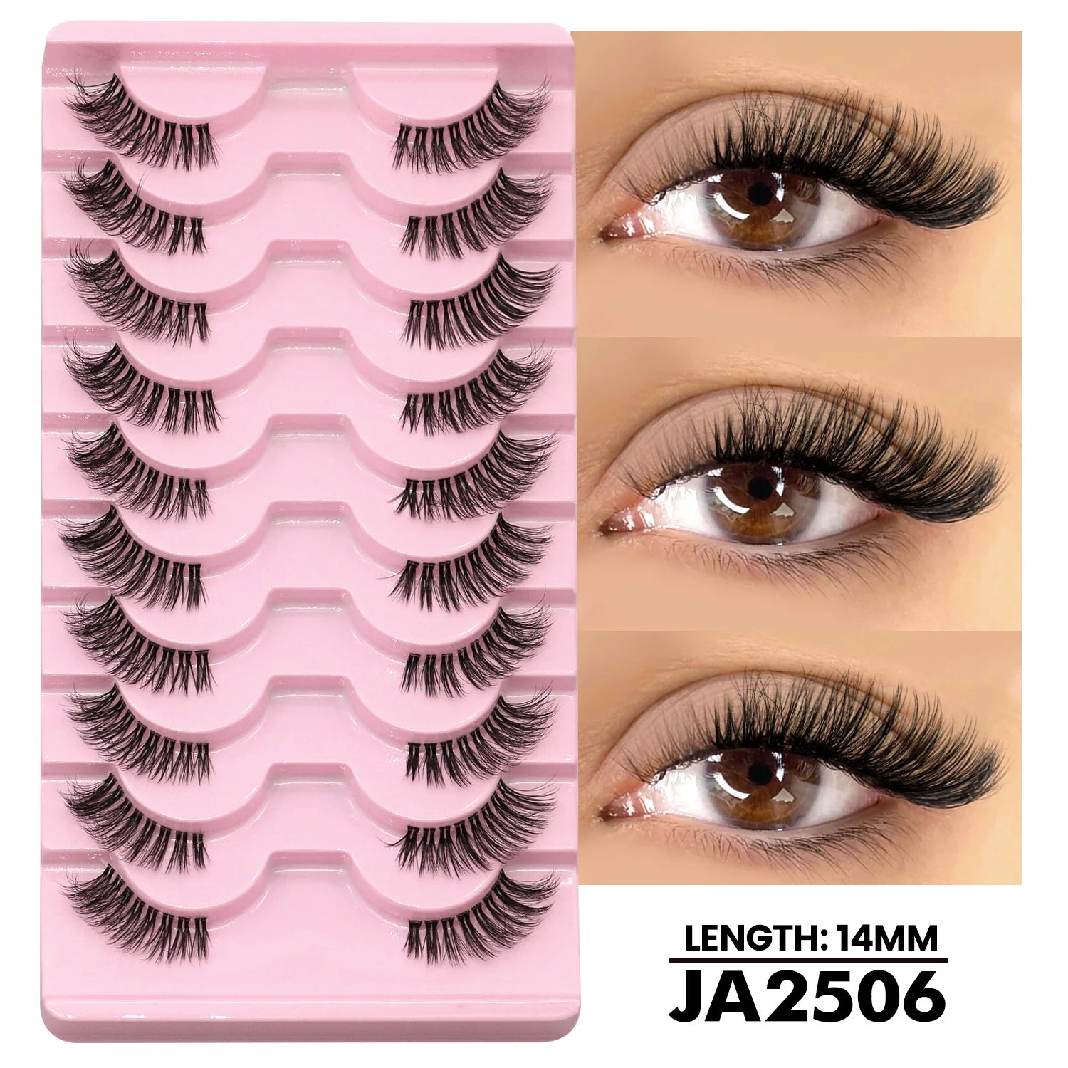 GROINNEYA Two Boxs Half Eyelashes Natural Fluffy Cat Eye Lashes Soft Wispy Faux Mink Lashes Winged End Eye Elongated Eyelashes