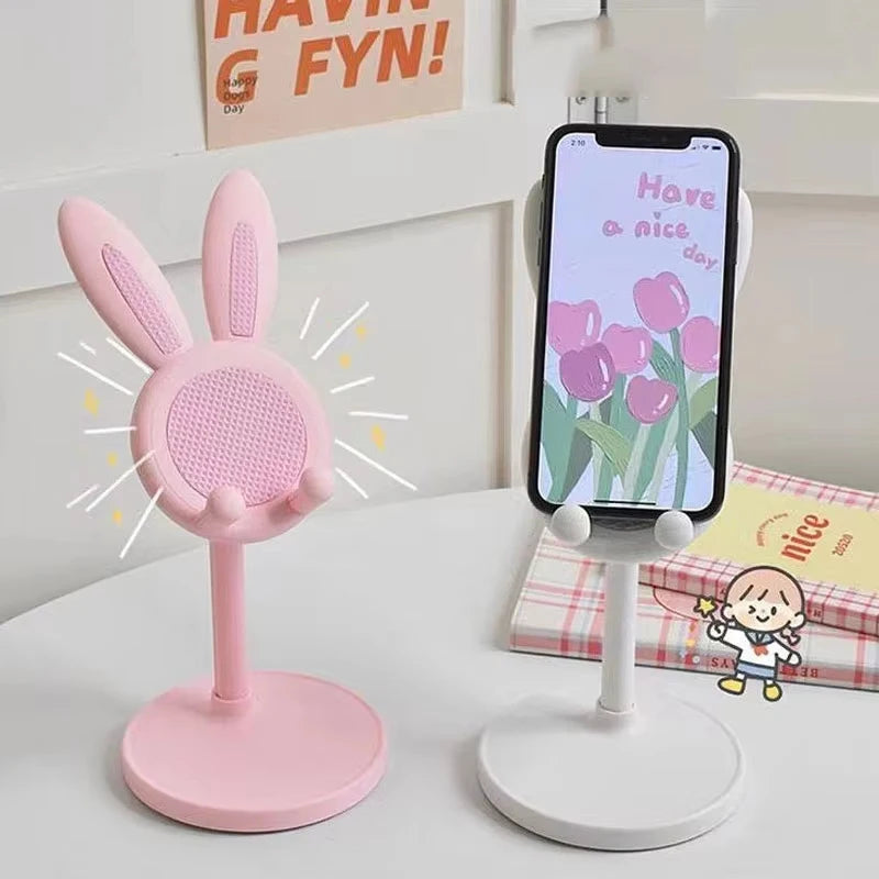 Pink Cartoon Little Rabbit Desktop Mobile Phone Stand Tablet Computer Stand Adjustable Telescopic Lift Student Lazy Person Stand