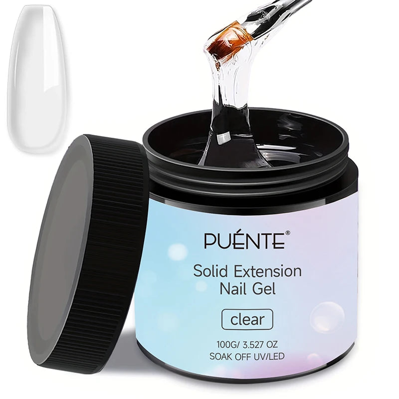 PUENTE 100g Clear Non-Stick Hand Extension Nail Gel With Sculpture Pen 3D Modeling Rhinestone Glue Soak Off UV Nail Art Gel Kit