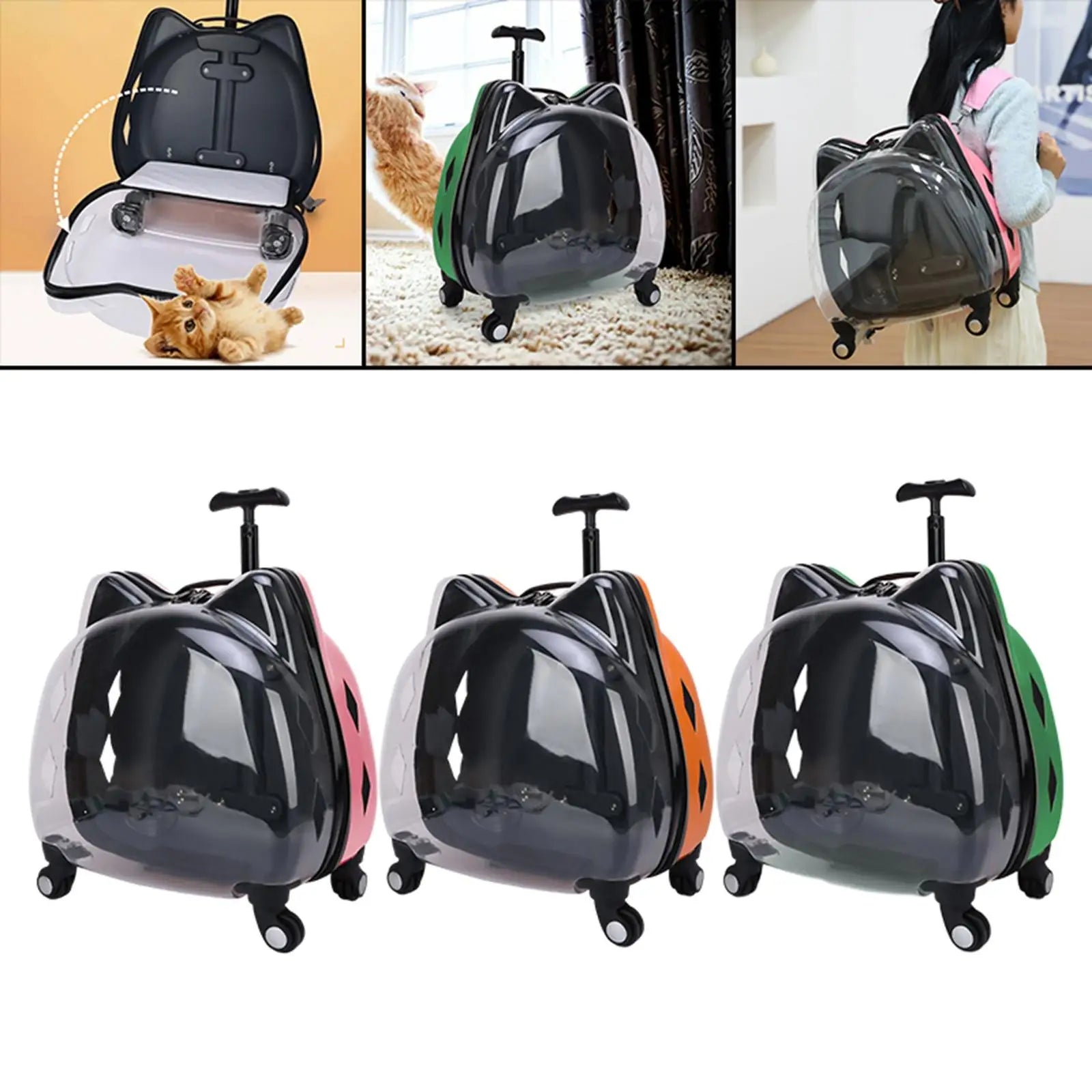 Pet Rolling Carrier, Dog Backpack with Wheels, Cats, Puppy Travel Bag with Wheels, Dog Trolley
