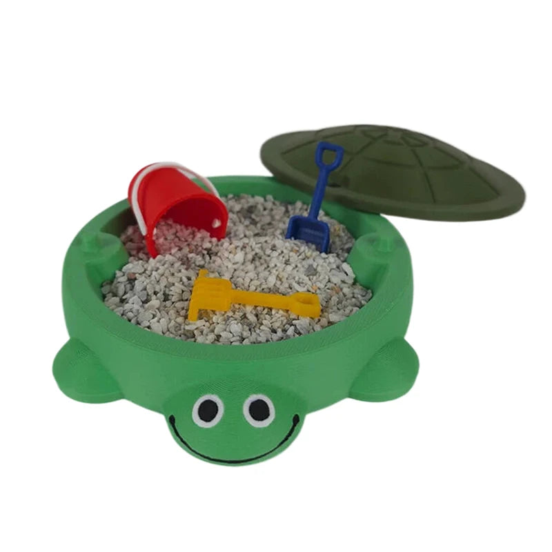 Portable turtle sandbox children's beach toy cute green turtle shaped plastic sand basin can be used to hold sand without tools