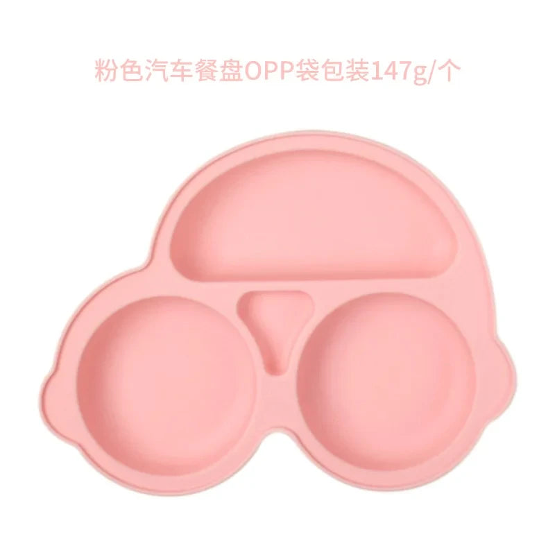 2024New Baby Safe  Silicone Suker Plate Cartoon Children Dishes Feeding Toddler Training Tableware Retro Kids Smile Face Plate