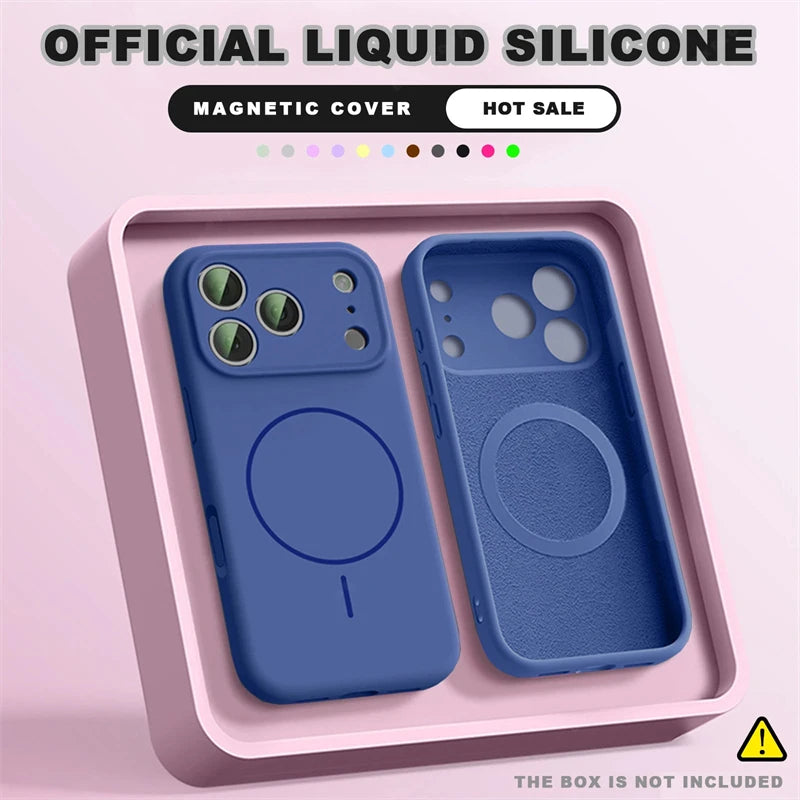 For Magsafe Liquid Silicone Phone Cases For iPhone 17 16 15 14 13 12 Pro Max 16 Plus Air Case Magnetic Wireless Charging Cover