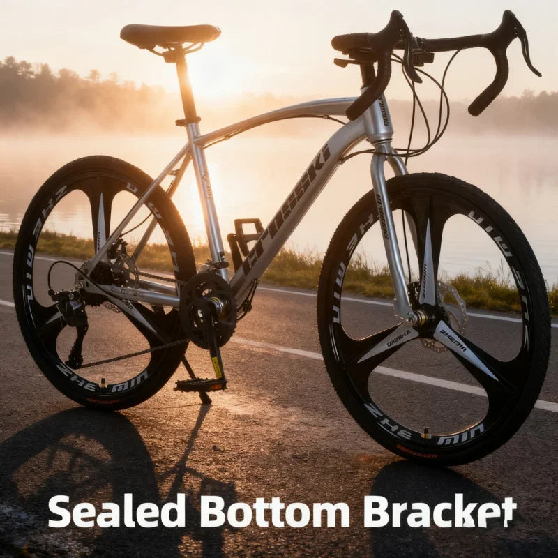 Yueqi Silver3 Integrated Road Bike for Men And Women Adult Racing Bicycle with Bent Handlebar Drop Bars Wheel Knife Wheel