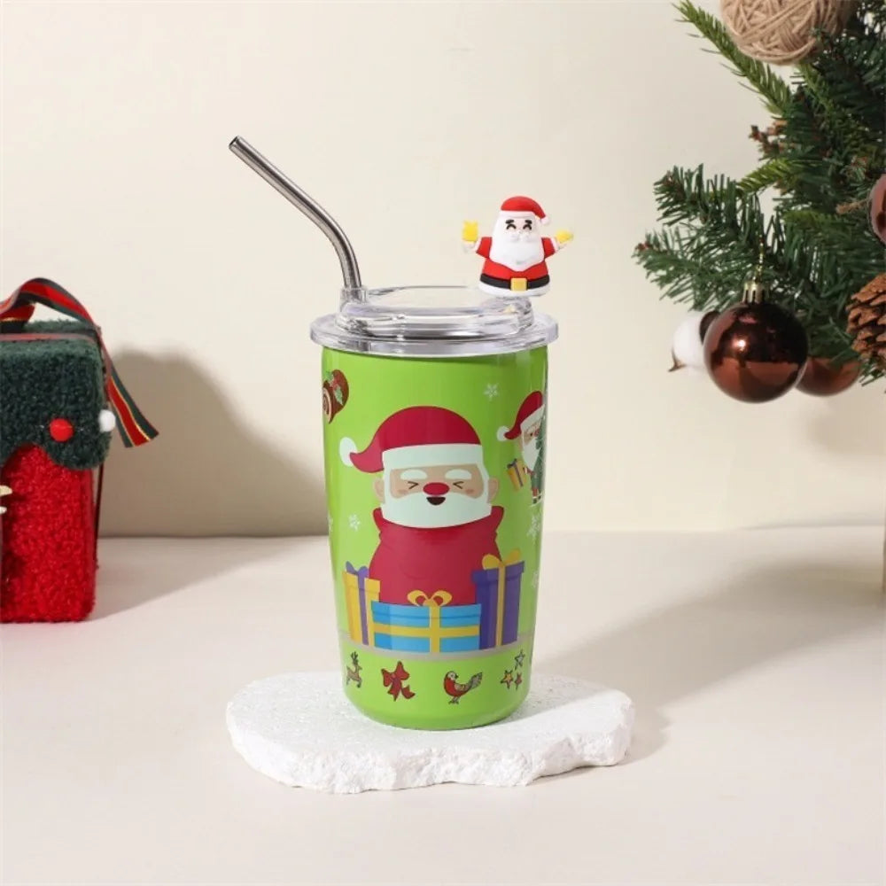 New Year 460ml Coffee Cup Christmas Stainless Steel Thermal Cup Reausable Portable Vacuum Mug Drinkware