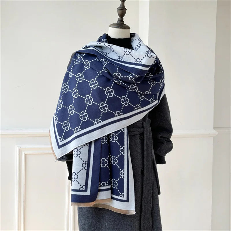 Luxury Brand Cashmere Women Plaid Scarf Winter Warm Shawl and Wrap Bandana Pashmina Female Foulard Square Thick Blanket Poncho