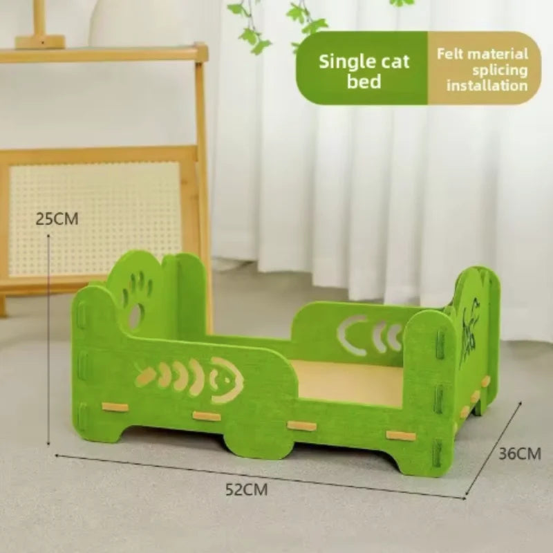 2-Layer Felt Cat House Indoor Multi-Functional Pet Bed for Large Cats And Kittens Removable Washable Breathable Scratching Board