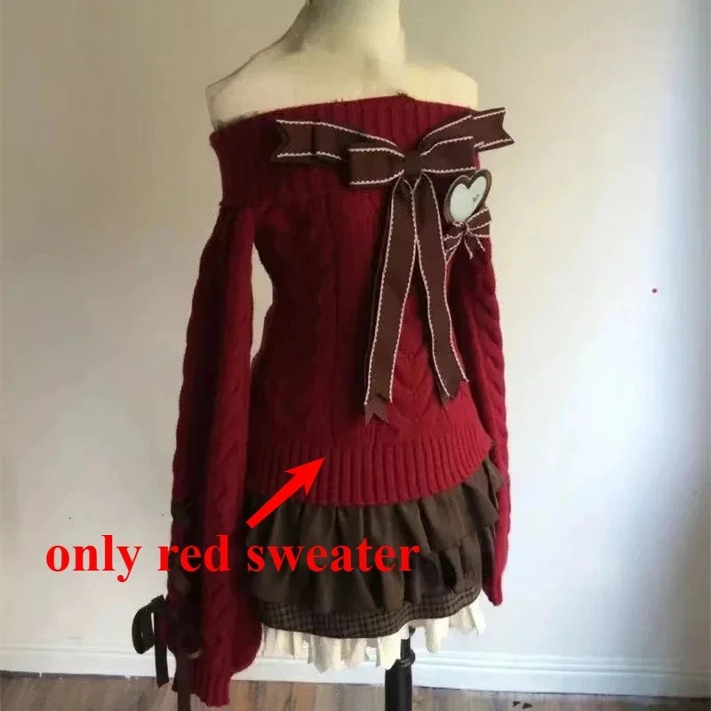 Autumn Winter Woman Korean Fashion Cute Pullover Sweet 2000s Sweater Elegant Oversize Knitwears Designer Aesthetic Chic Coquette