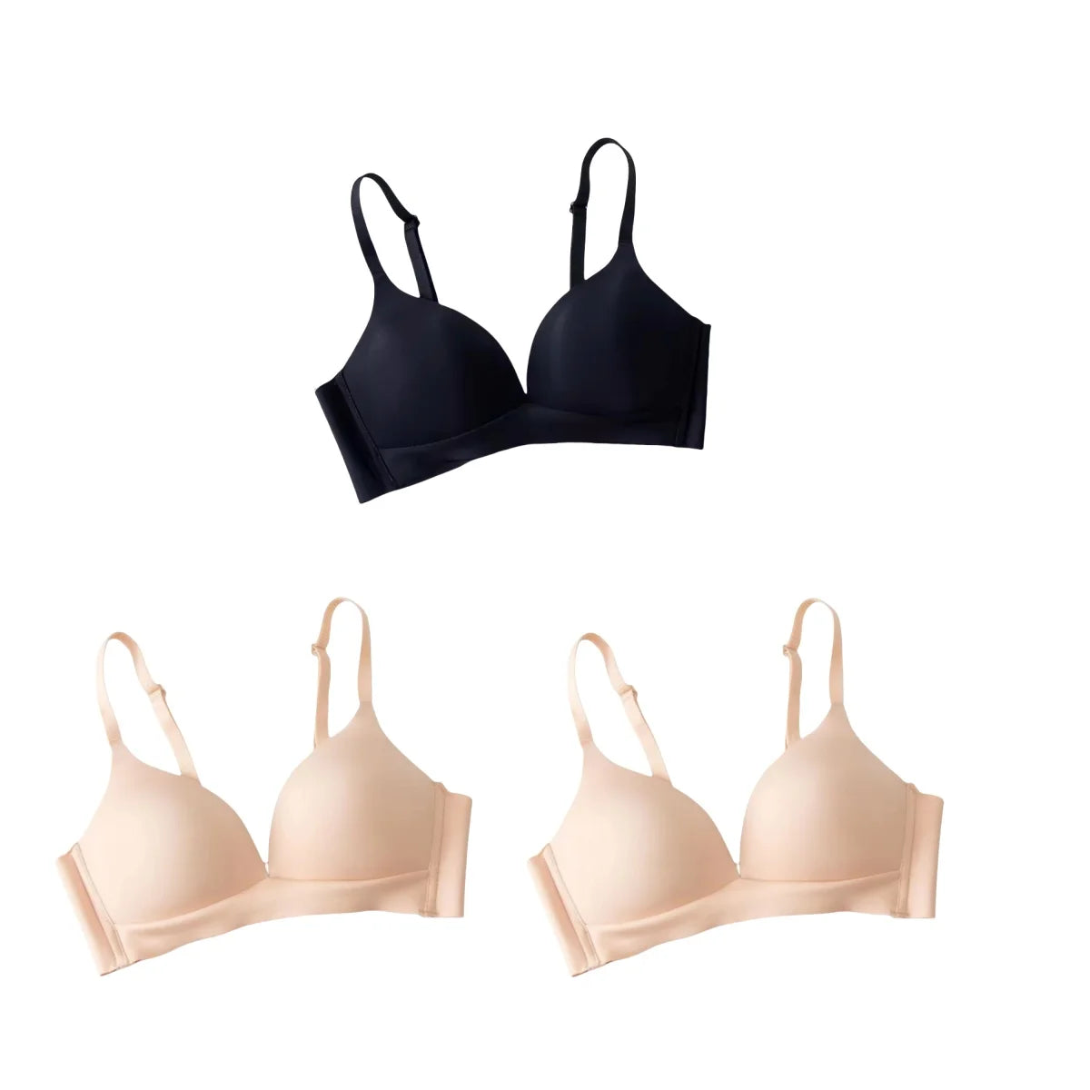 3Pcs/Set Seamless Bras For Women Non-wire Glossy Underwear Push Up Bra Without Steel Ring 3/4 Cup Female Comfort Lingerie