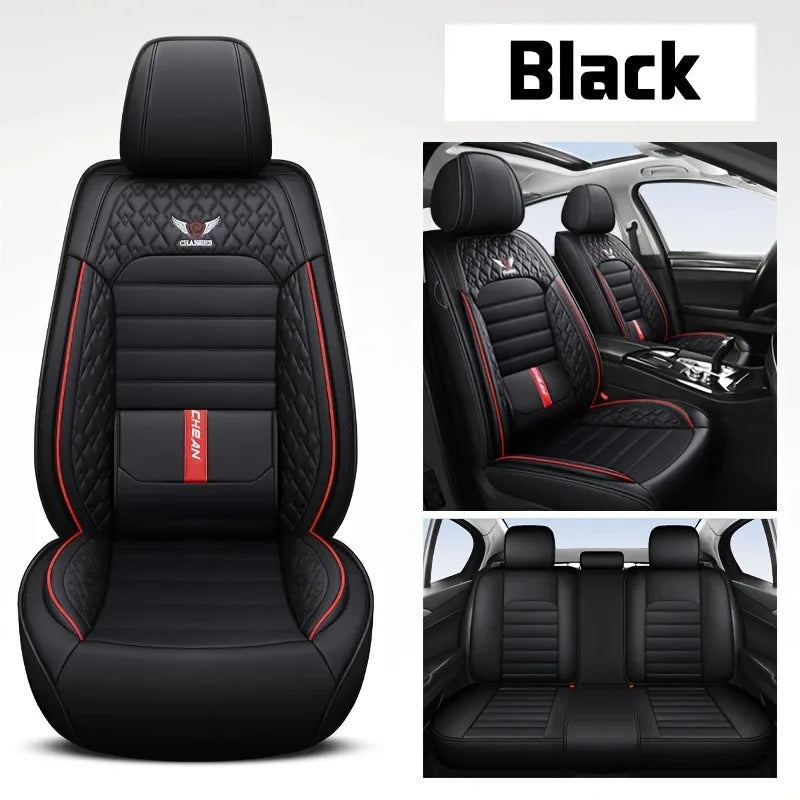 5 Seat Full Set Breathable Napa Leather Car Seat Cover - Luxury Fitted, Ergonomic Design With Fixed Lumbar Support