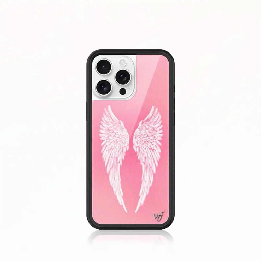 New Wildflower Angel Wing Phone Case for iPhone 17Pro 12 13 14 15 16 Pro Max Plus I Heart Me Call story Rabbit INS Cartoon Cover