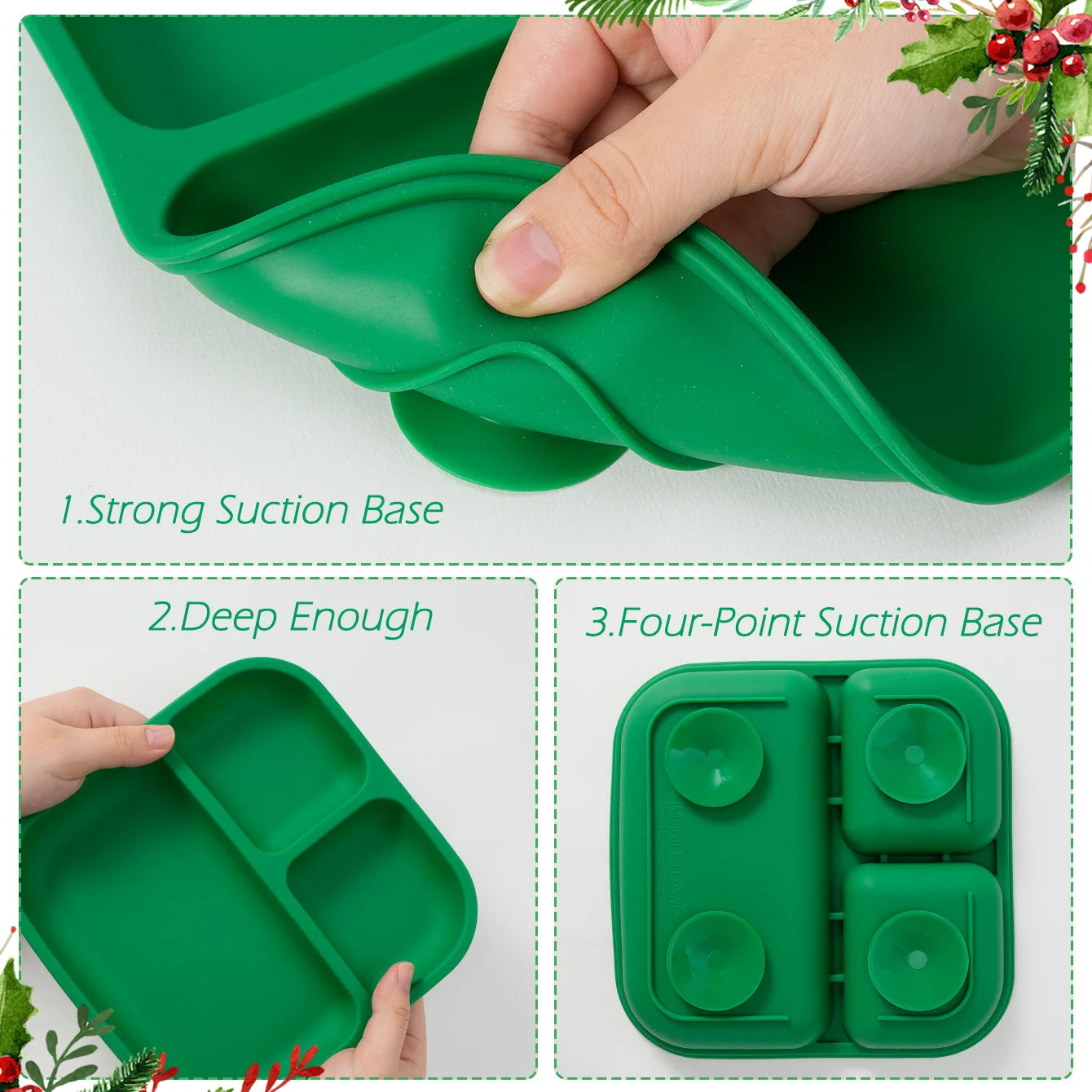 Color Kids 1PC Silicone Divided Plate for Babies BPA Free Feeding Bowl With Sucker Dishes Children's Tableware Christmas Gift