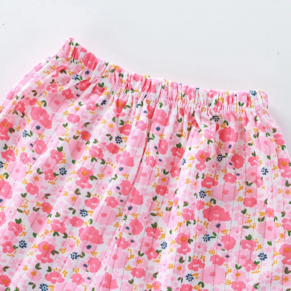 2 Pcs Children's Vest Sets Kids A-class Cartoon Print Girl Camisoles Baby Summer Clothes Shorts Girls' Home Clothes Pajama Sets