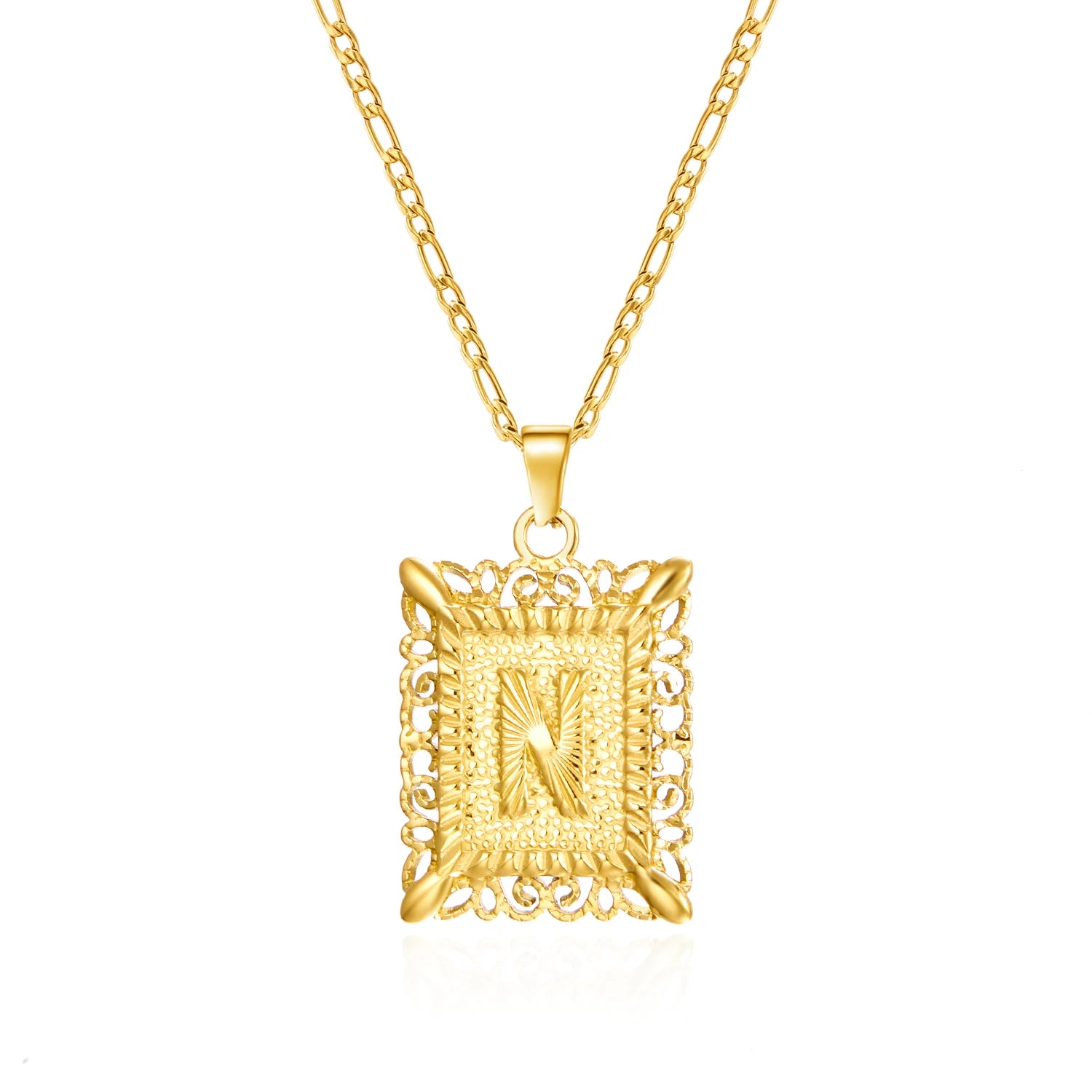 Stainless Steel Initial Letter Necklace For Women Men 2025 New Stylish Square Pendant Necklace Birthday Party Jewelry Gifts