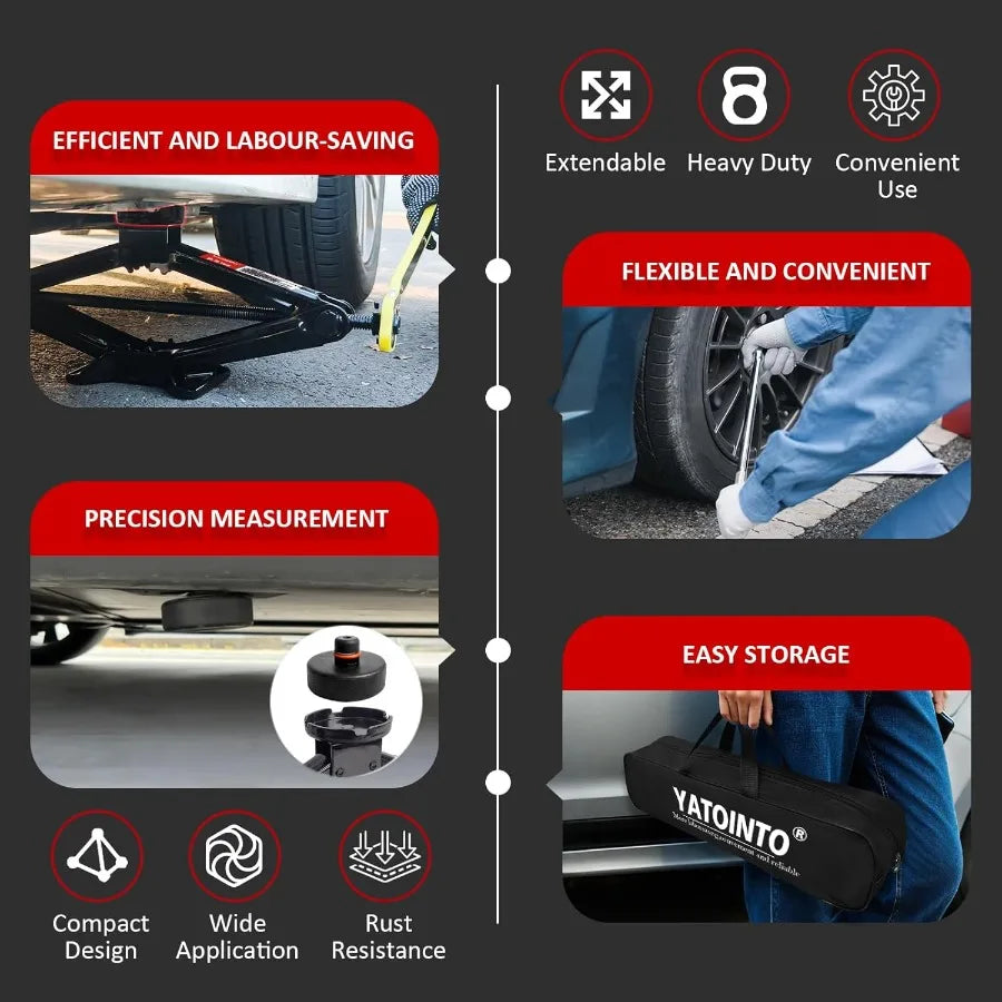 Portable Car Scissor Jack for Tesla Model Y Model 3 S X Tire Changing Kit with 5512 LBS 2.5 Ton Black Scissor Jack Socket Drill