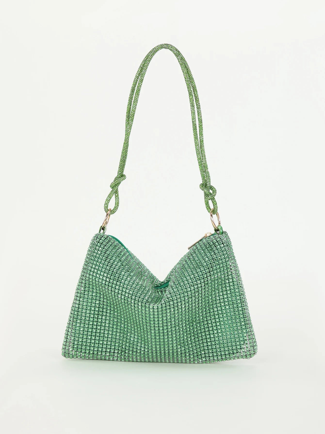 Shiny rhinestone woman handbags underarm crescent evening bag suitable for weddings, parties, and gatherings