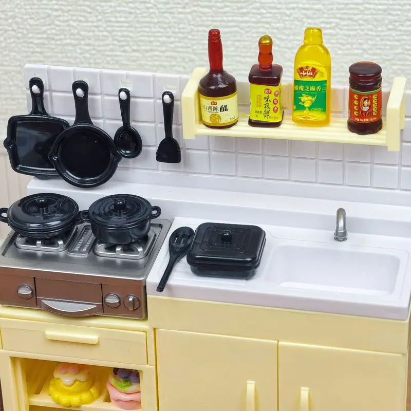 Mini Model Stove Kitchen Scene Simulation Children'S Doll Play Home Toy Ornament - Compact Kitchenware Set For Playtime Fun