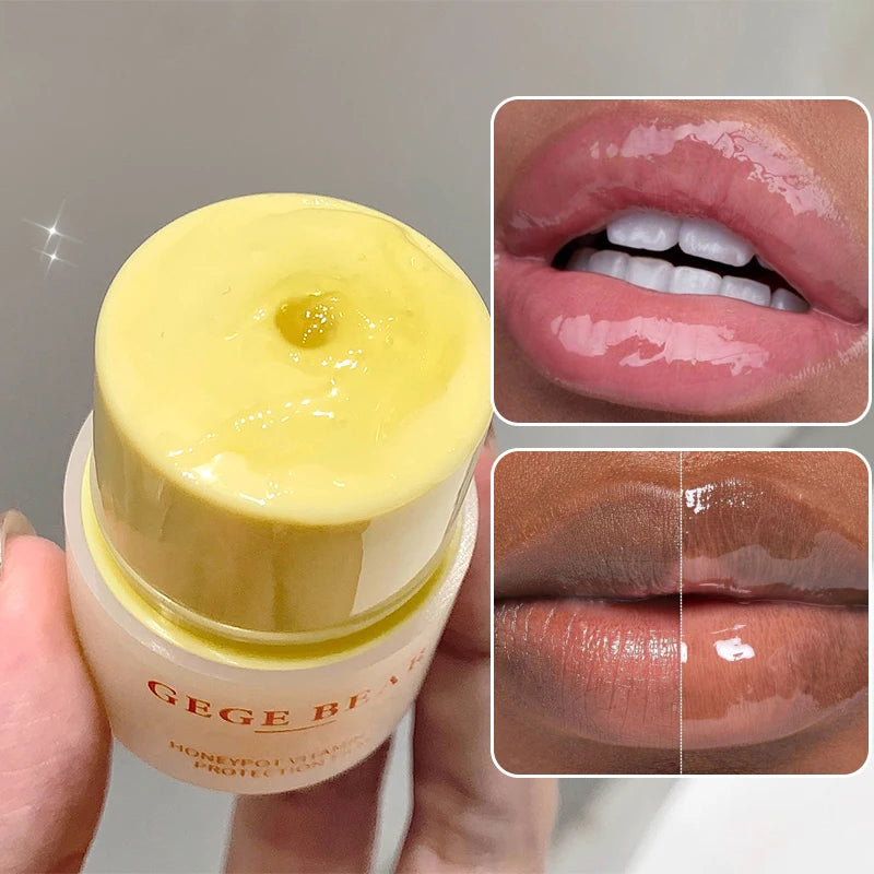 Gege bear Small Honey Jar Vitamin Lip Mask Anti-Dryness Lip Balm Moisturizes and hydrates Autumn and winter