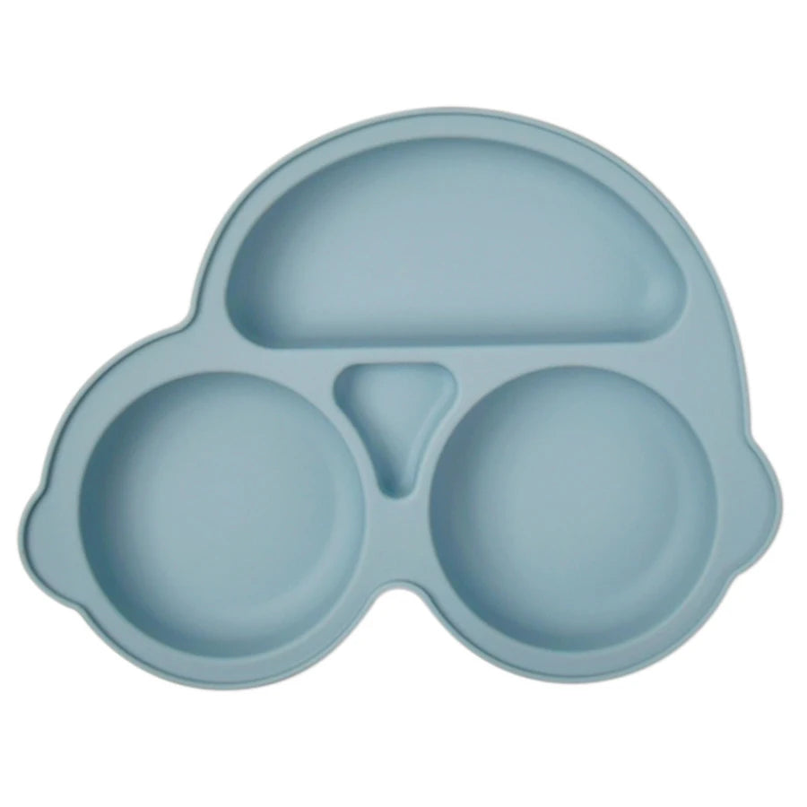 Baby Silicone Car Dining Plate with Suction Cup Cartoon Children Dishes Feeding Toddler Training Baby Self-feedingTableware