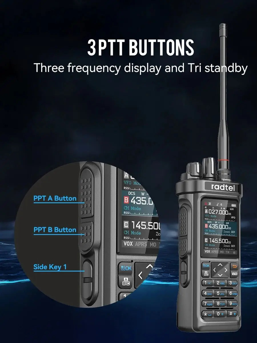 Radtel RT-950 PRO Walkie Talkie AM/FM/CB/LSB/USB/CW Receiver with GPS APRS 10W Bluetooth Phone Programming Ham Radio RT-950PRO