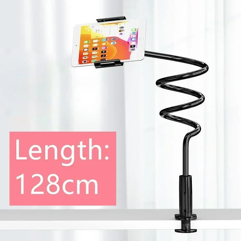 128cm Phone Holder Stand Lazy Bracket Headrest Bed 360 Flexible Long Arms Clamp Mount for IPhone Samsung and 3.5~6.7" Device
