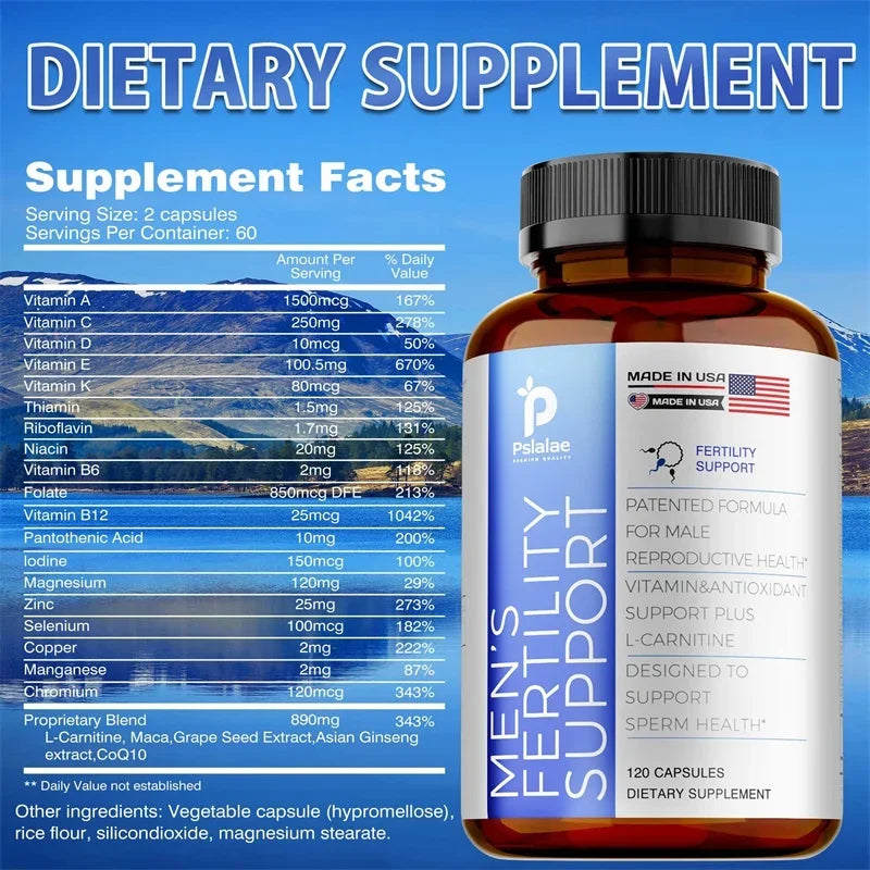 Male Fertility - Antioxidant,Promote Male Reproductive Health, Enhance Fertility,Improve Sperm Motility, Non-GMO,Non-irritating