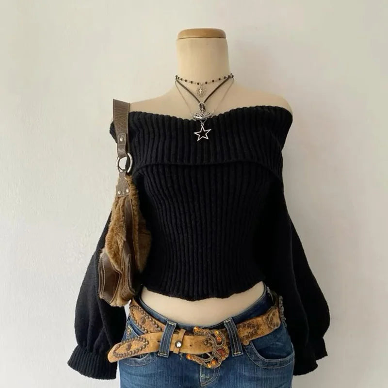 Black Swan Graphic Print Women Sweet Cute Turtleneck Knitted Sweater Y2K Style Winter Harajuku High Street Casual Warm Pullover