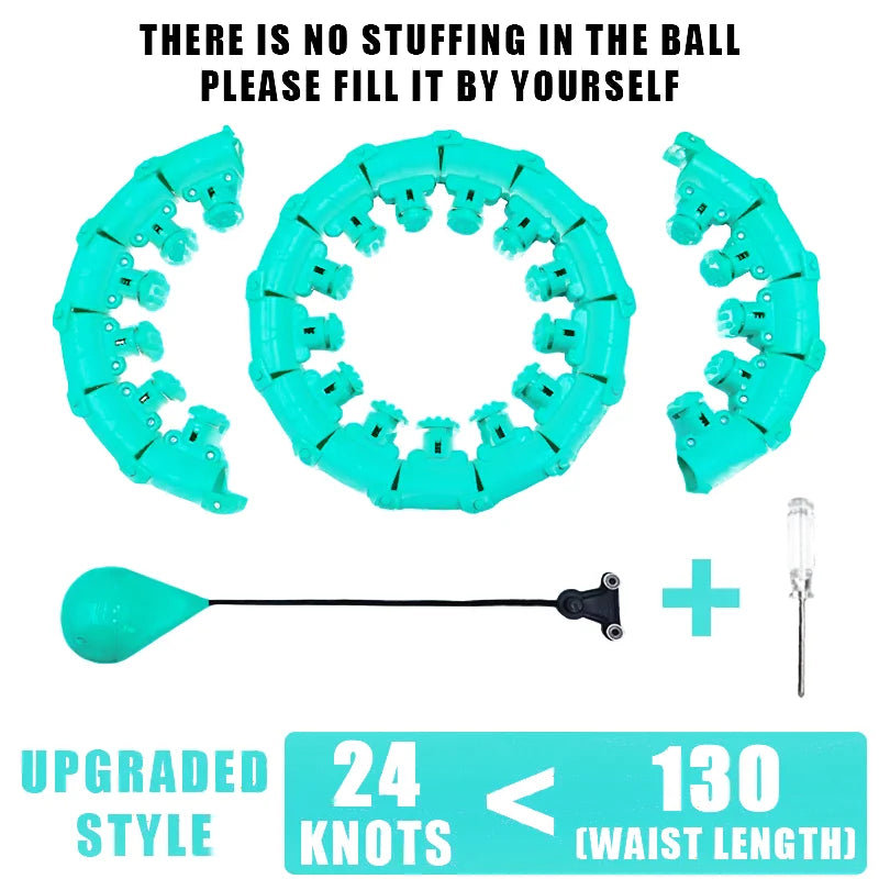 24 Section Adjustable Smart Weighted Sport Hoop Weight Loss Massager Abdomen Thin Waist Fitness Ring Indoor Fitness Equipment