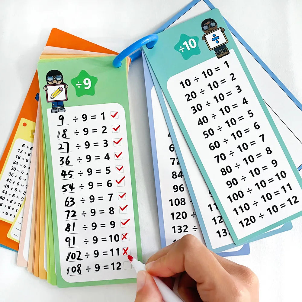 15pcs 1-12 Maths Table Cards Self Check Math Learning Tool Math matical Teaching Aids Children Educational Toy