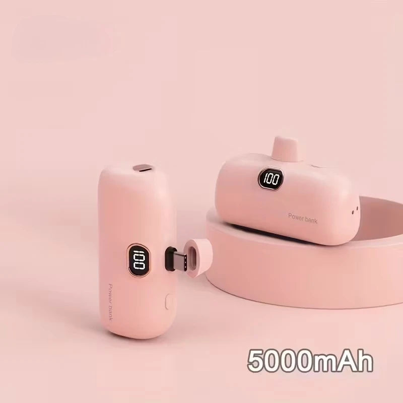Mini Capsule 5000mAh High Capacity Power Bank Portable Wireless Fast Charging External Battery For iPhone Huawei Samsung Xiaomi