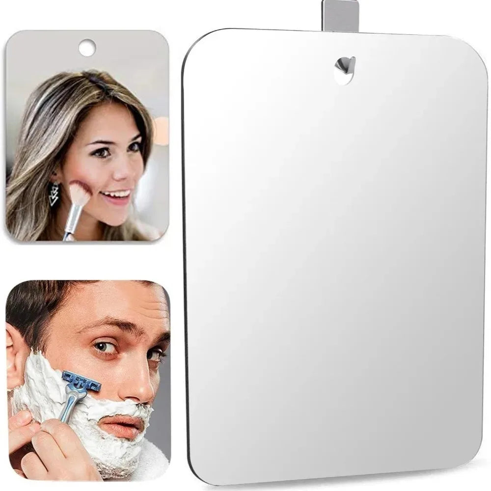 Bathroom Anti Fog Mirror Fogless Acrylic Shower Mirror with Wall Hook Portable Vanity Mirror for Men Shaving Women Makeup Travel