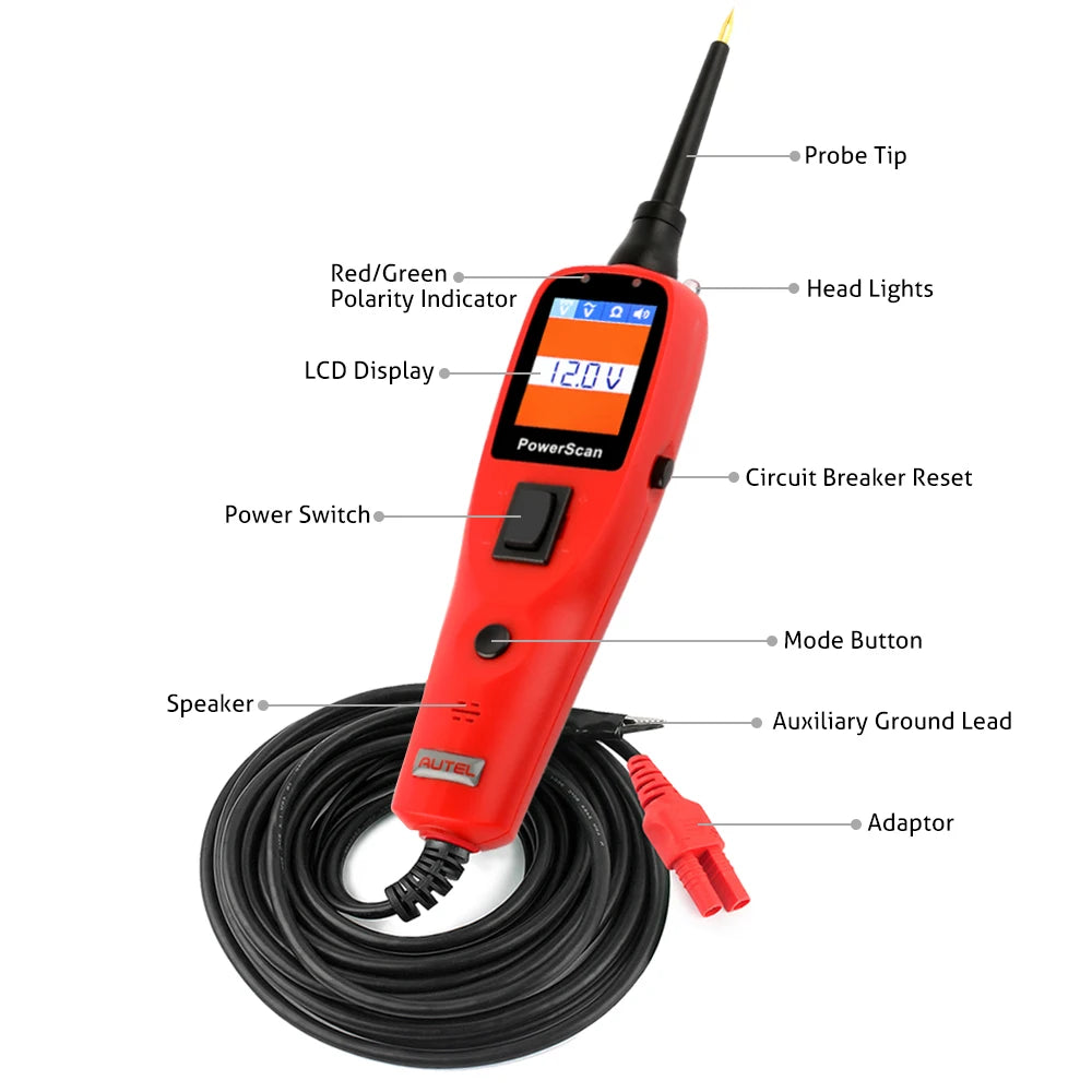 Autel PS100 PowerScan Electrical Automotive Circuit Tester Tool 12V 24V AVOmeter Diagnostic Tool