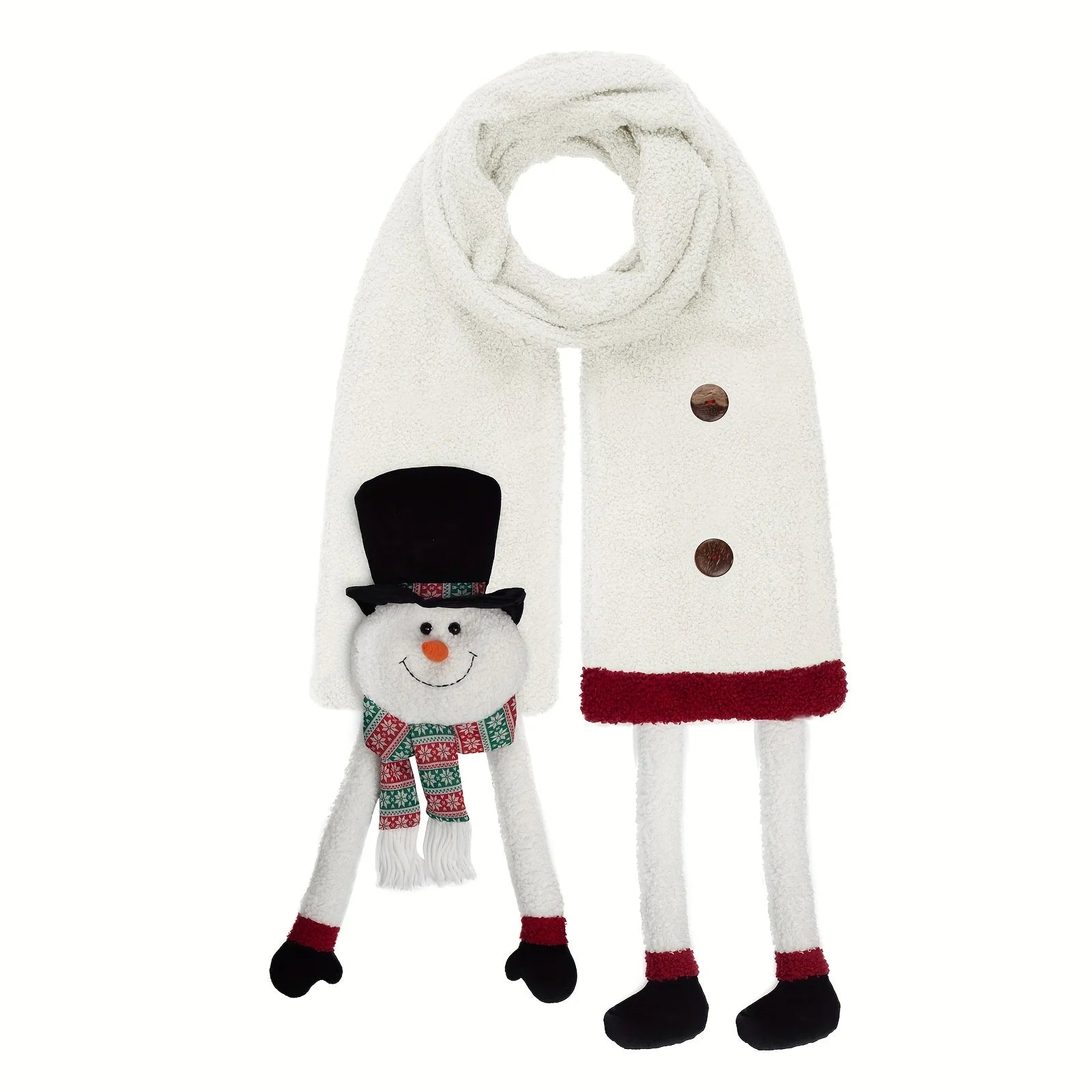 Women's Christmas Scarf Plush Warm Soft Extra-Long Snowman Santa Claus Reindeer-Patterned Scarves Winter Fashion Shawls