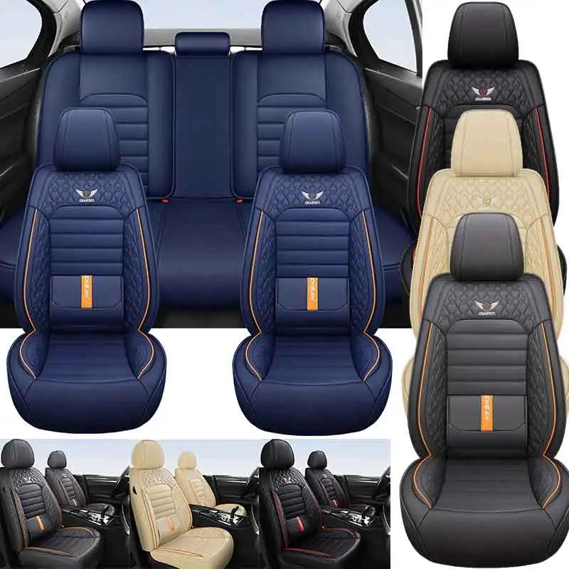 5 Seat Full Set Breathable Napa Leather Car Seat Cover - Luxury Fitted, Ergonomic Design With Fixed Lumbar Support