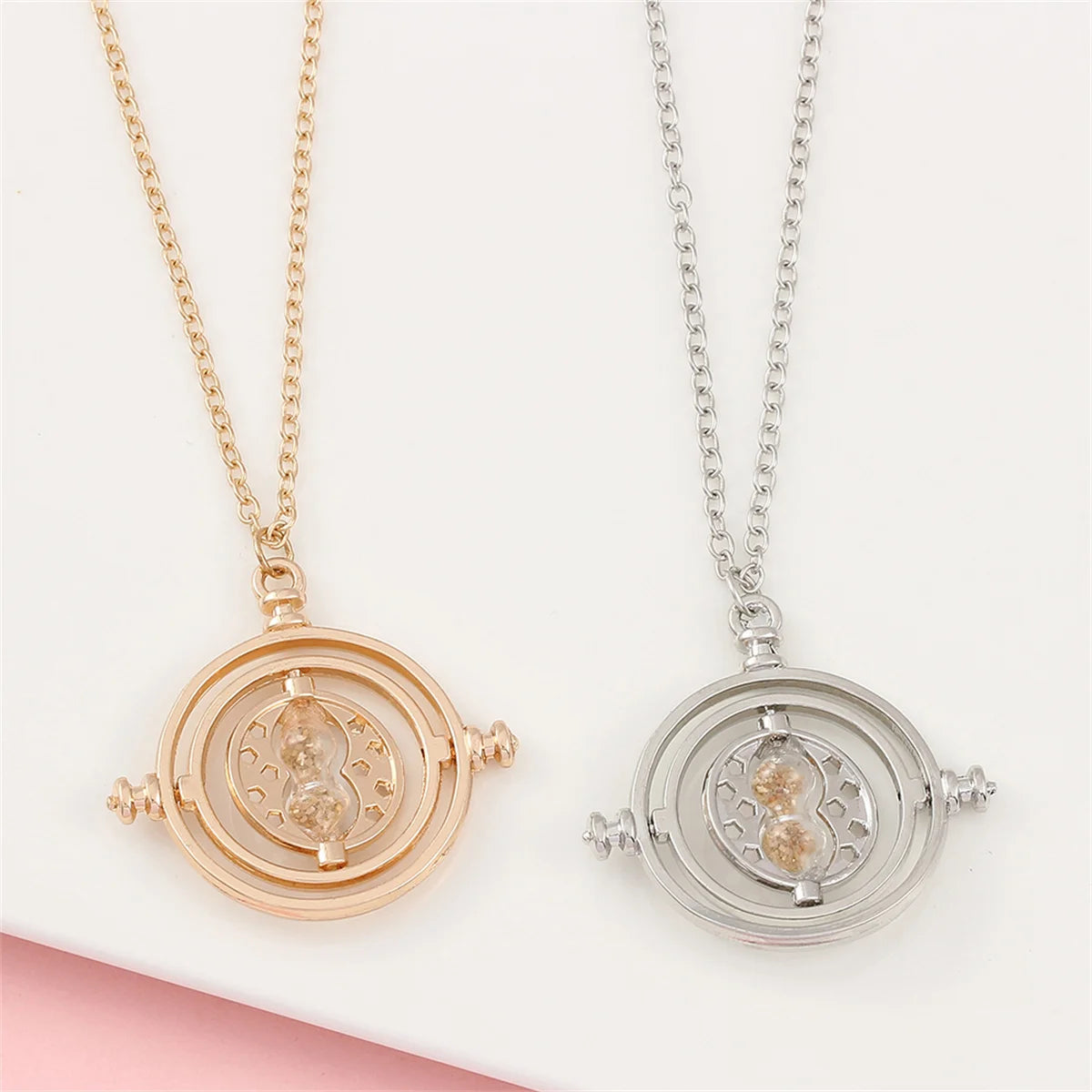 Magic Time Turner Necklace 360 Rotatable Hourglass Potters Cosplay Astronomical Converter Fans Gift