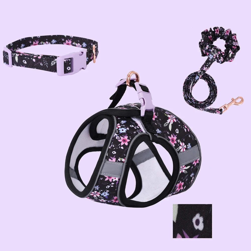 Small Dog Harness Leash Set Cute Traction Bracelet Medium Cat Collar Suit Soft Puppy Vest Harness Adjustable Pet Accessories