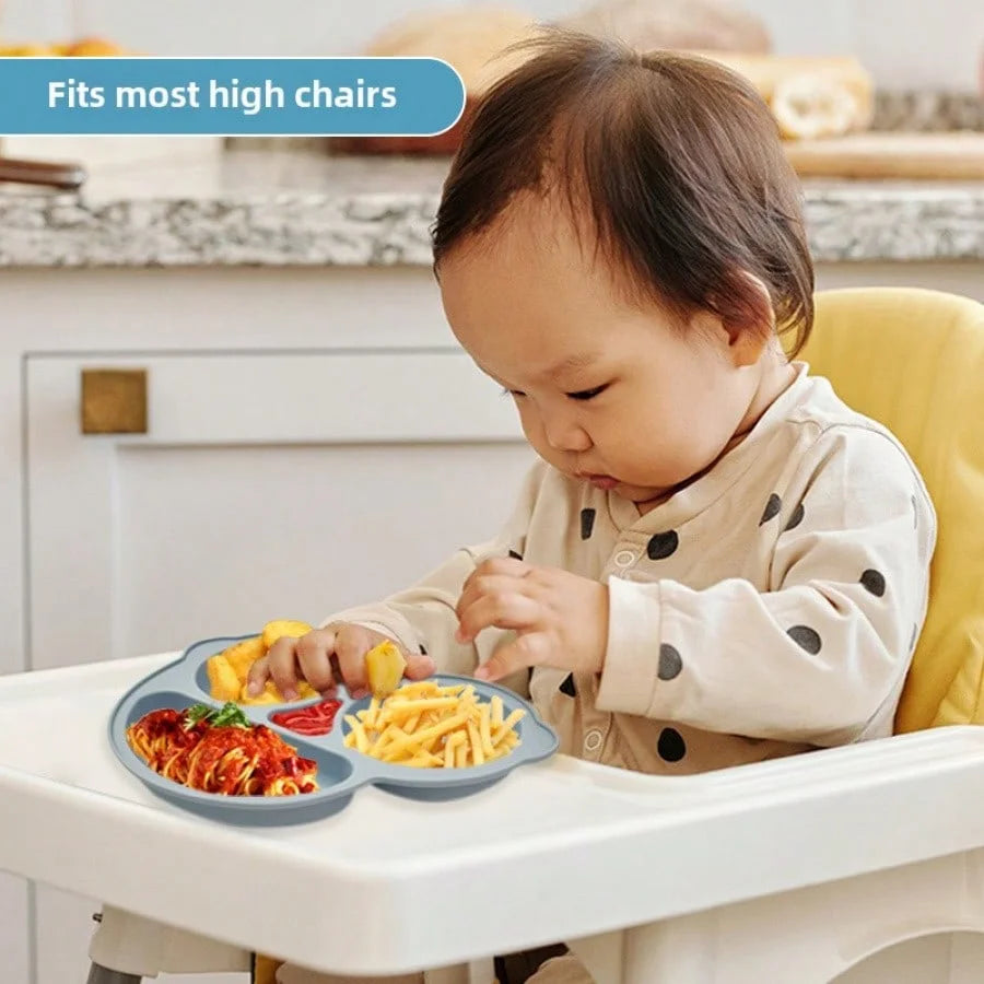 Baby Silicone Car Dining Plate with Suction Cup Cartoon Children Dishes Feeding Toddler Training Baby Self-feedingTableware