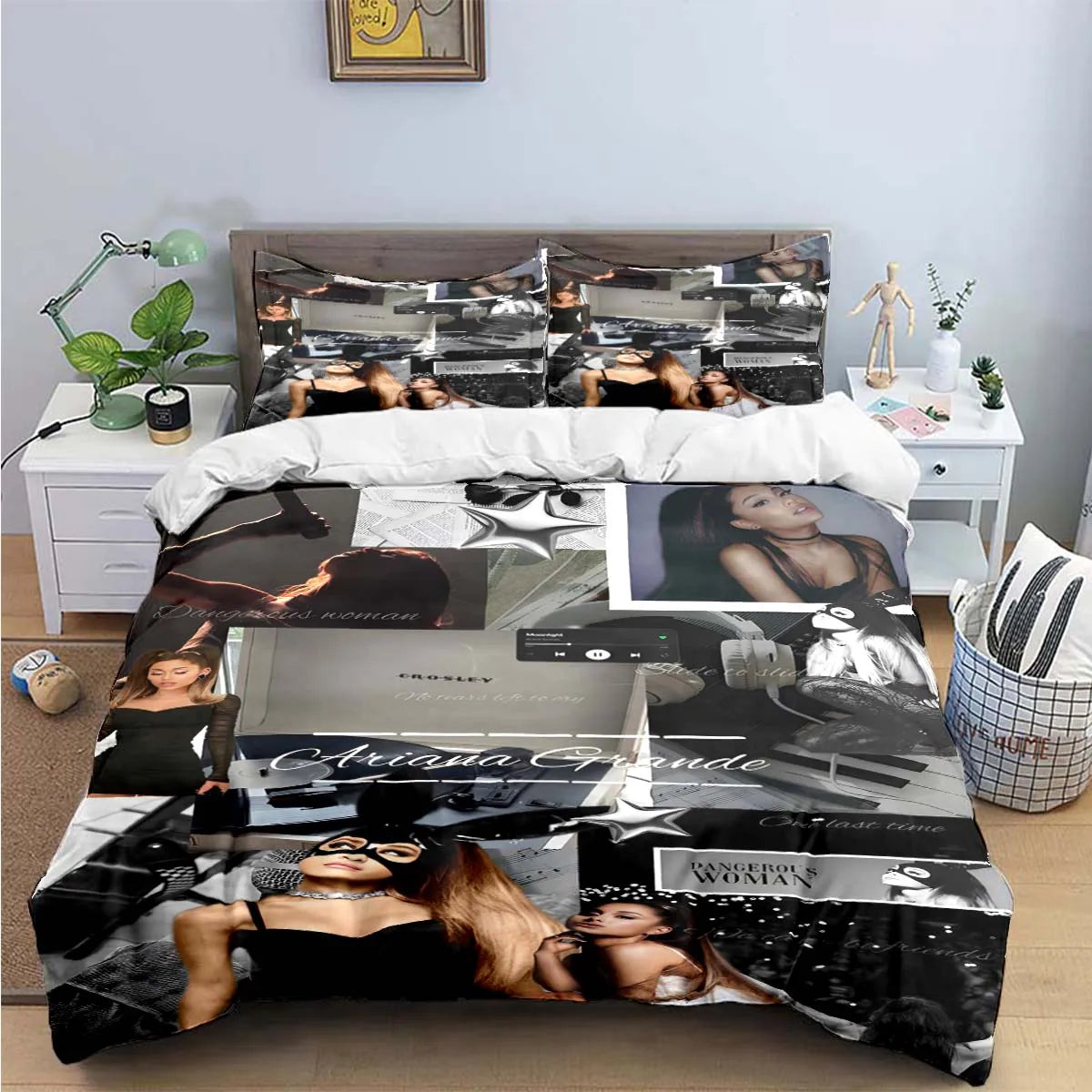 Fashion Pop Singer A-Ariana G-Grande Print Bedding Sets Bed Supplies Set Duvet Cover Bed Comforter Set Bedding Set Luxury Gift