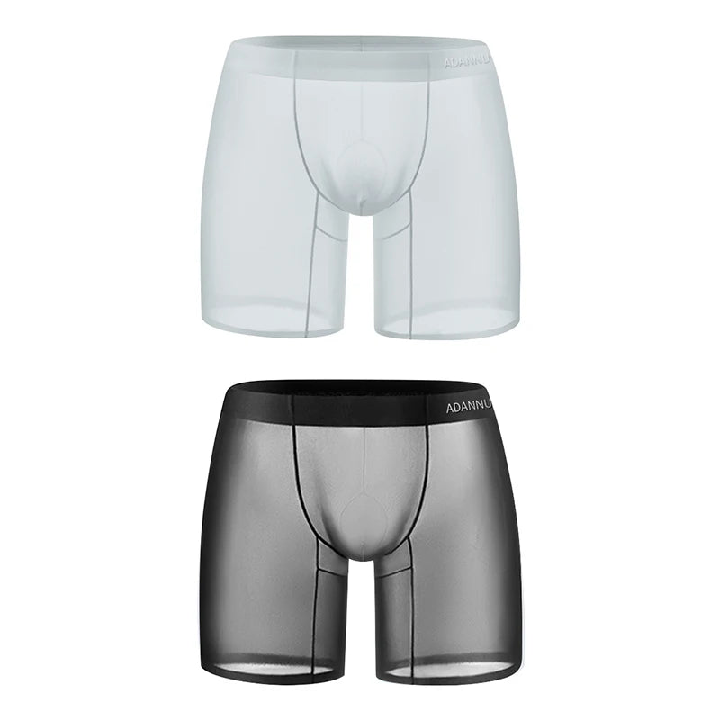 1/2/3 PCS Men's Ice Silk Boxers Transparent 0.01 Ultra-thin Fabric See Through Seamless Underwear antibacterial Boxer Shorts
