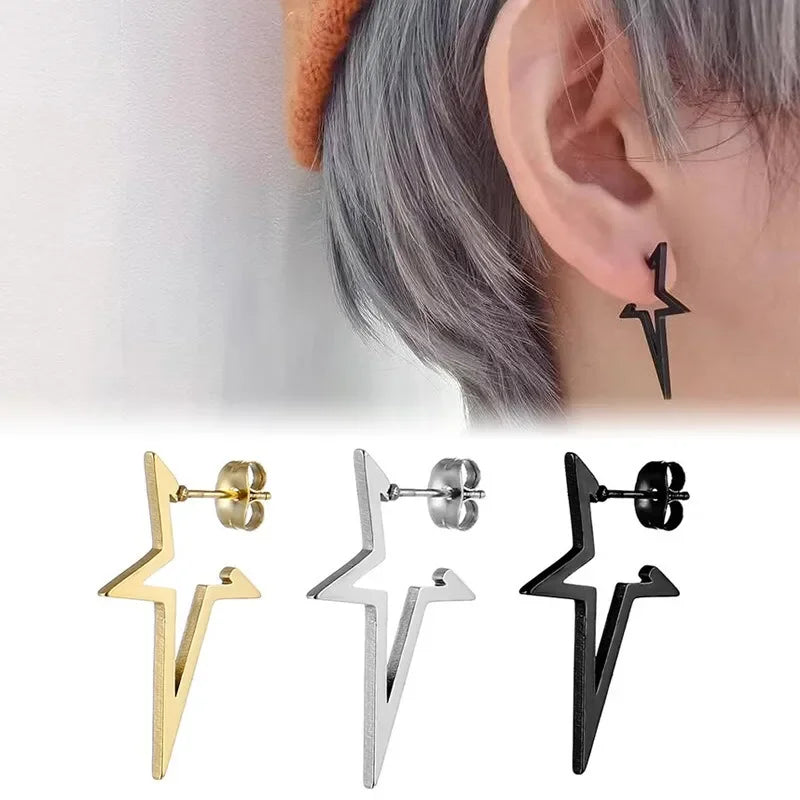 EVISPOL Trend Hip Hop Stainless Steel Earrings Gothic Big Star Punk Stud Earrings For Women Jewelry Party Friends Best Gift