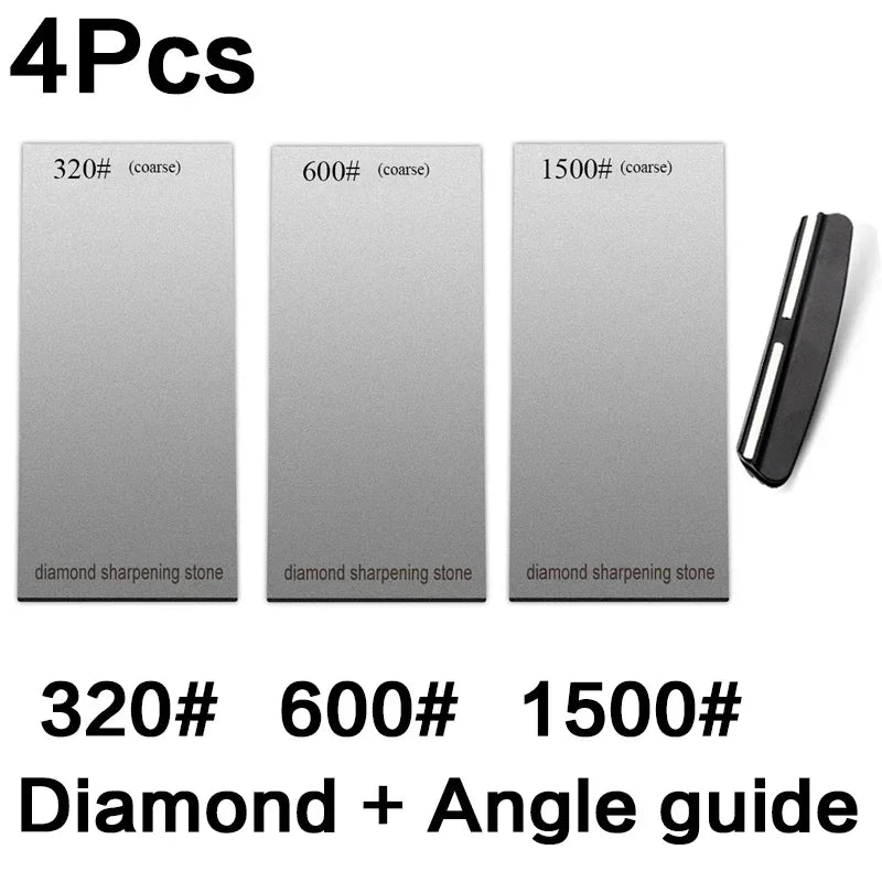 120/600/1500/3000 Grit Diamond Sharpening Stones Knife Sharpener Anti-skid Base Kitchen Knife Sharpening Tool Set Flake Plate