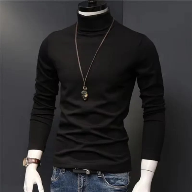 Autumn Winter Mens Turtleneck Sweaters Casual Thermal Long Sleeve Slim Fit Pullovers Stretch Basic Tops Sweatshirt Jumper TShirt