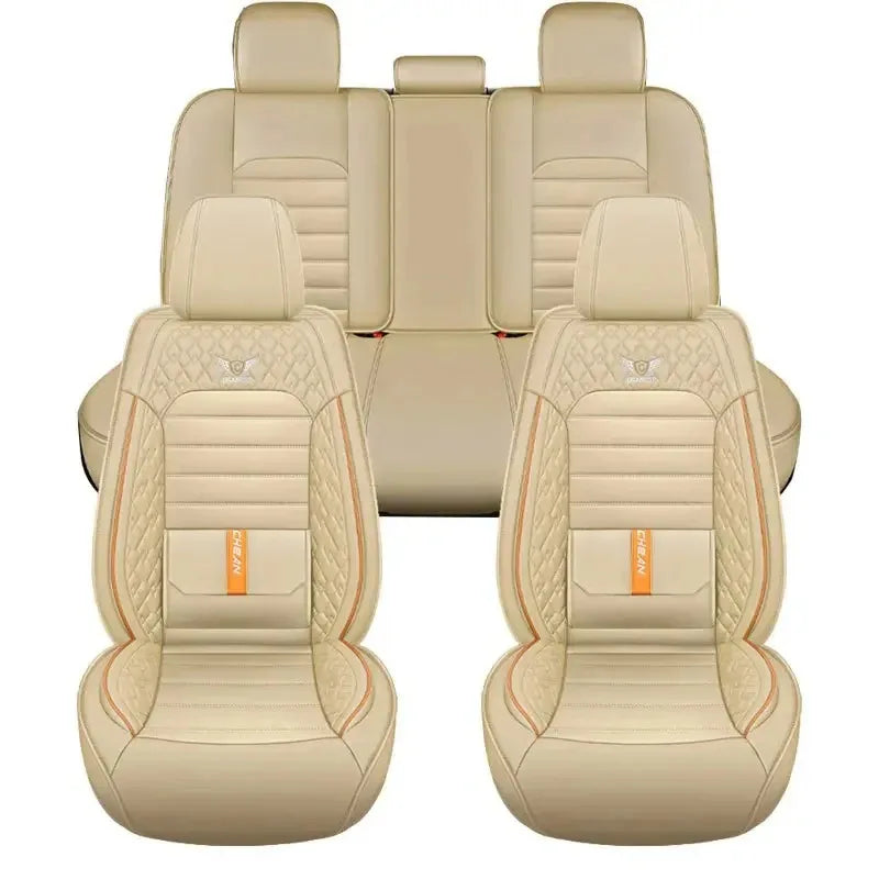 5 Seat Full Set Breathable Napa Leather Car Seat Cover - Luxury Fitted, Ergonomic Design With Fixed Lumbar Support