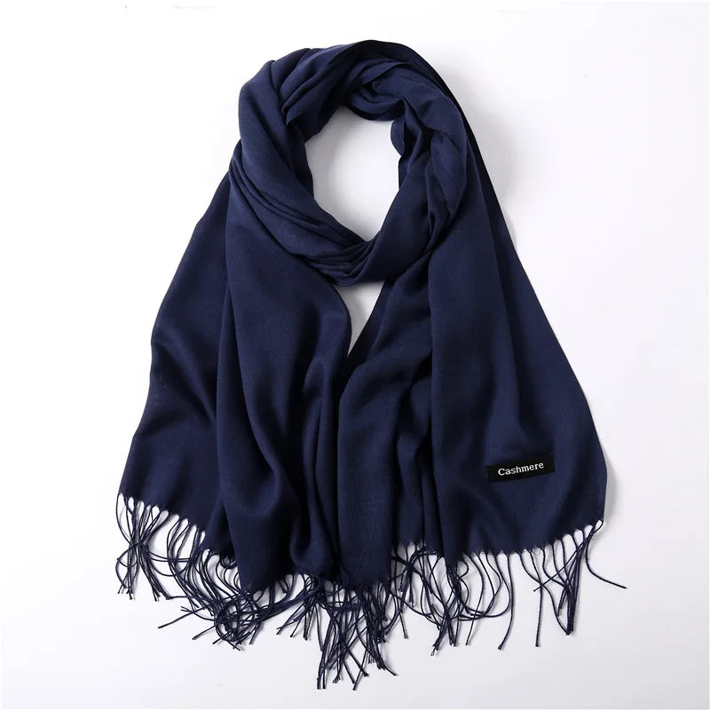 Fashion Solid Scarf Women Cashmere Soft Winter Warm Scarves Hijab Female Long Headband Shawl Wraps Bandana Foulard 2022 Echarpe